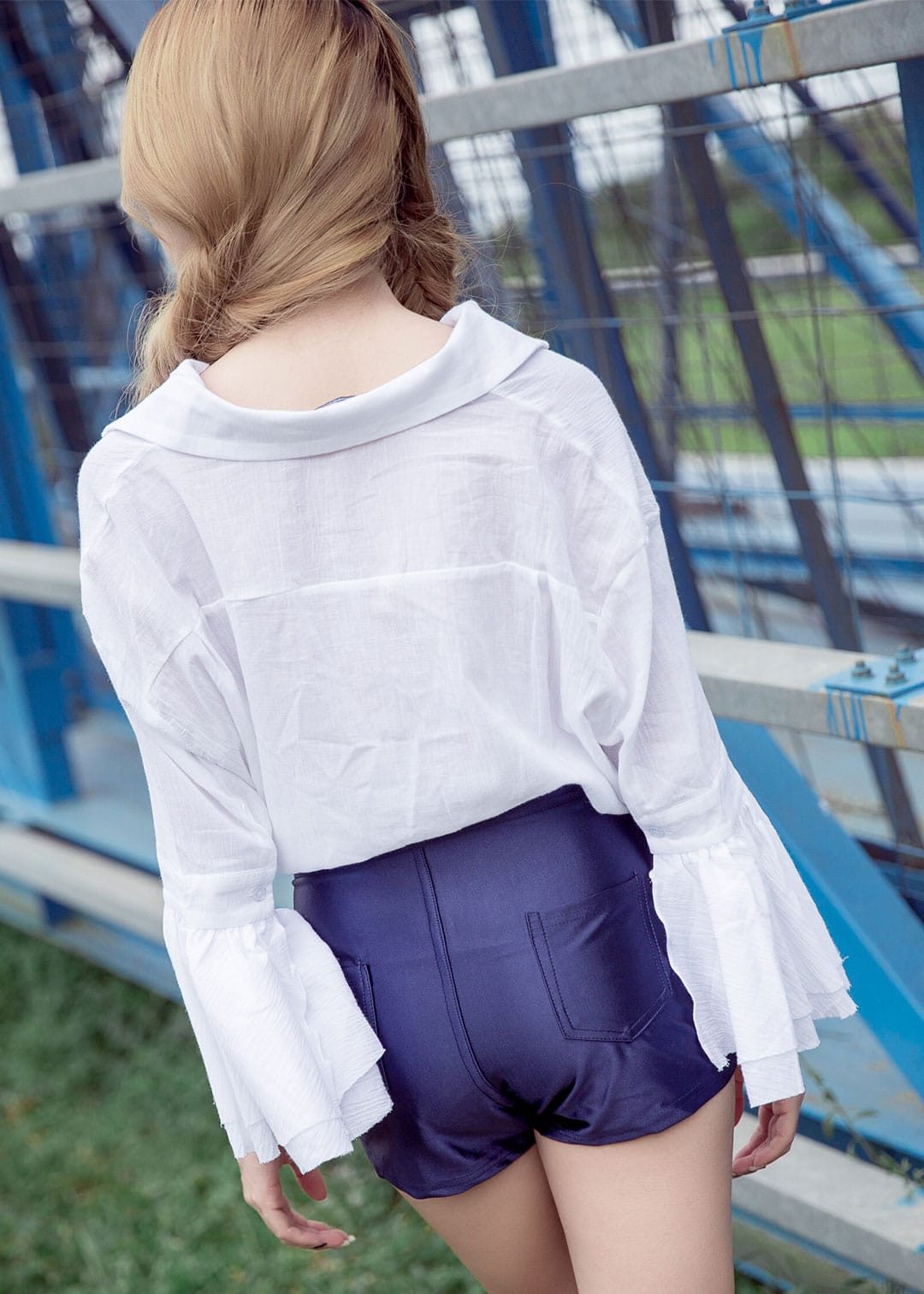 Let It Satin HighWaisted Shorts in Blue • DREAMSCAPED